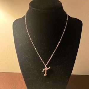 Silver Script T on a silver chain Necklace